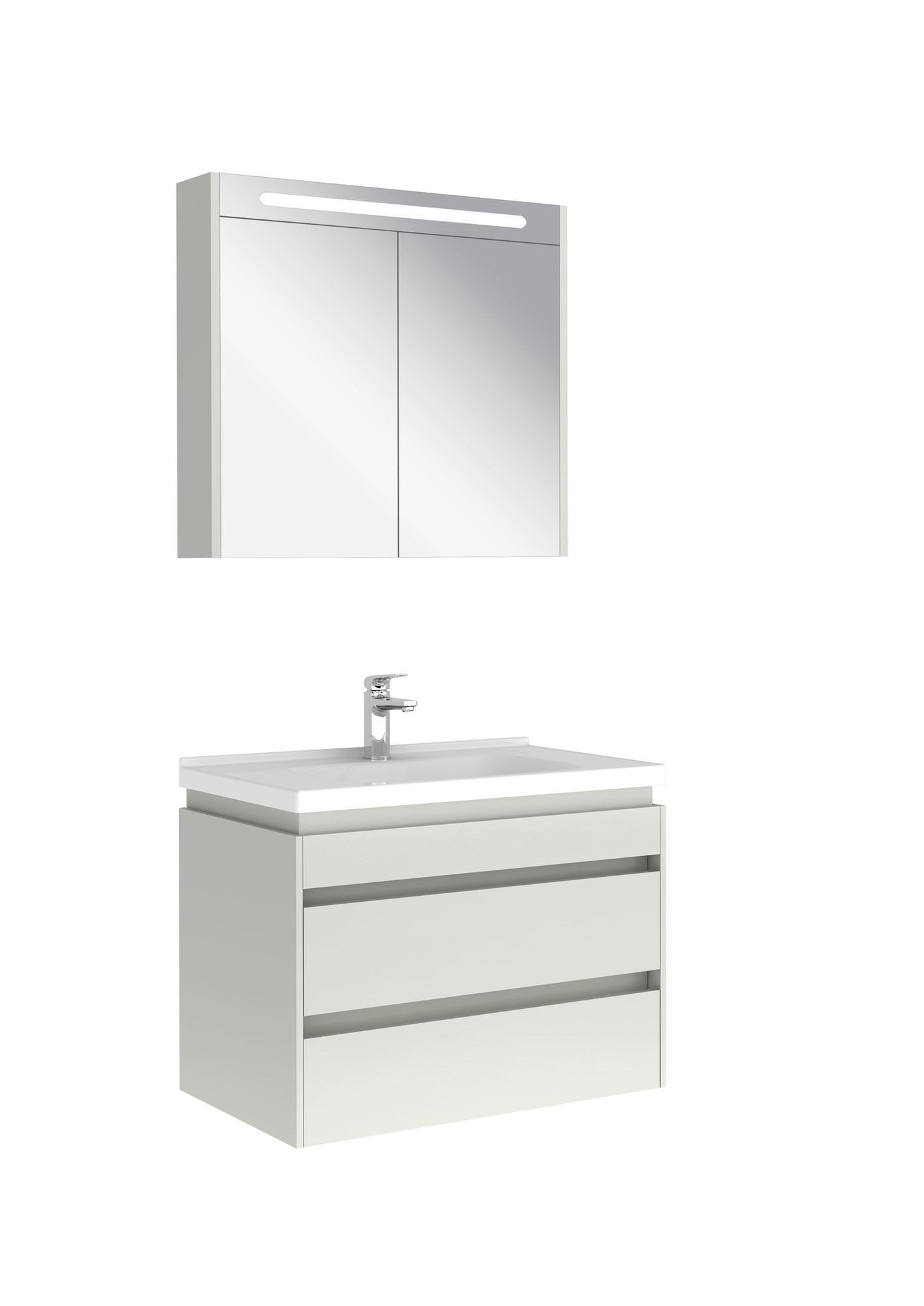 Idea 2.0 Çift Çekmeceli Set Parlak Beyaz 80 Cm