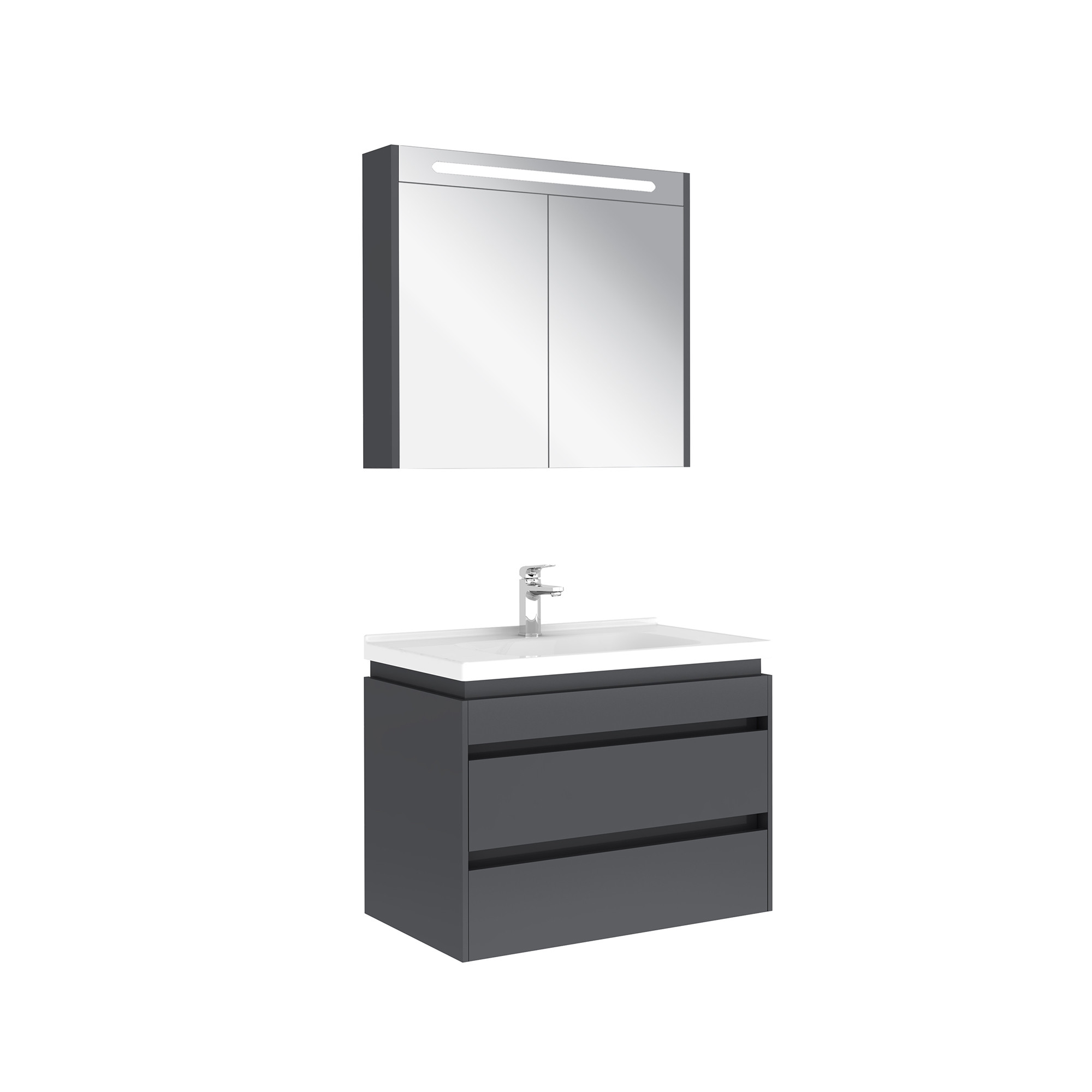 Idea 2.0 Two Drawers Set Glossy Anthracite 80 Cm