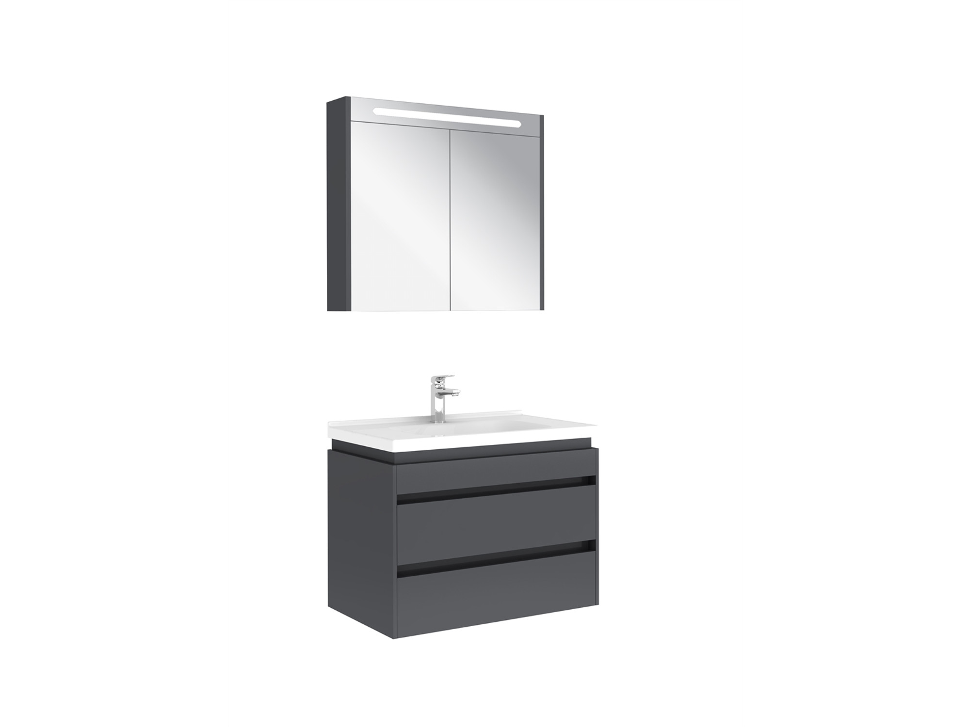 Idea 2.0 Two Drawers Set Glossy Anthracite 80 Cm