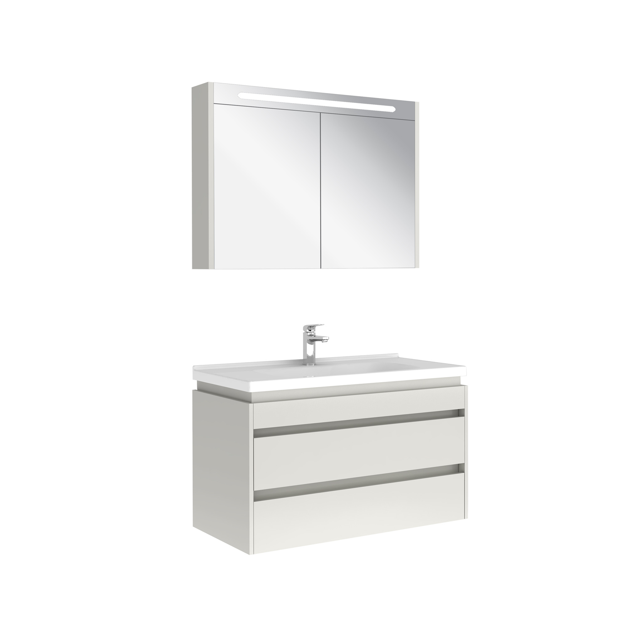 Idea 2.0 Çift Çekmeceli Set Parlak Beyaz 100 Cm
