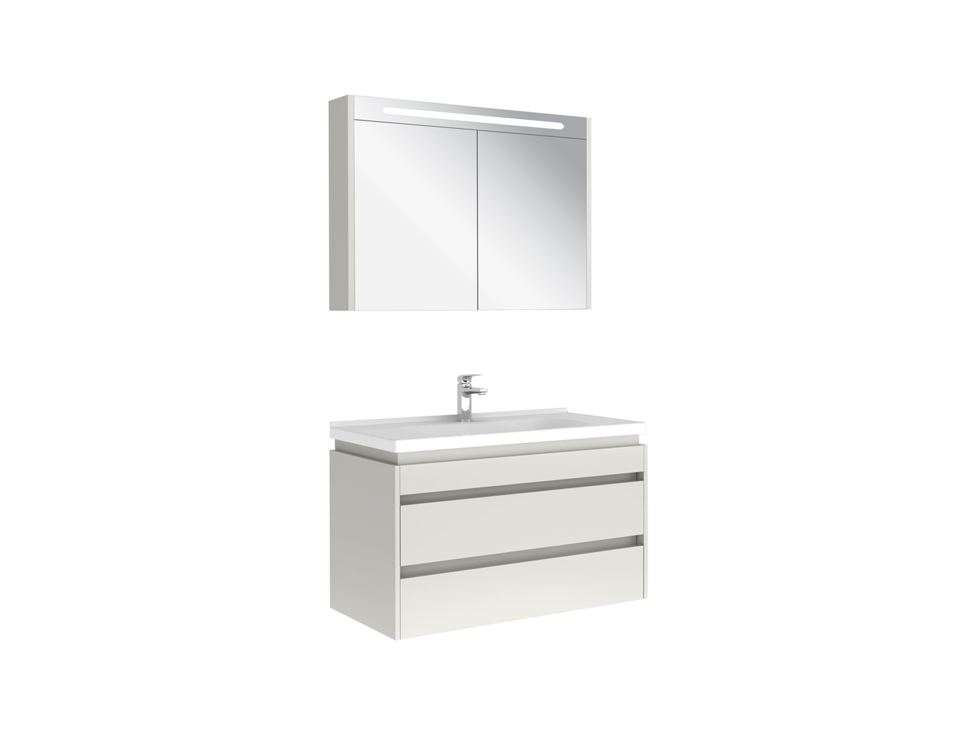 Idea 2.0 Çift Çekmeceli Set Parlak Beyaz 100 Cm