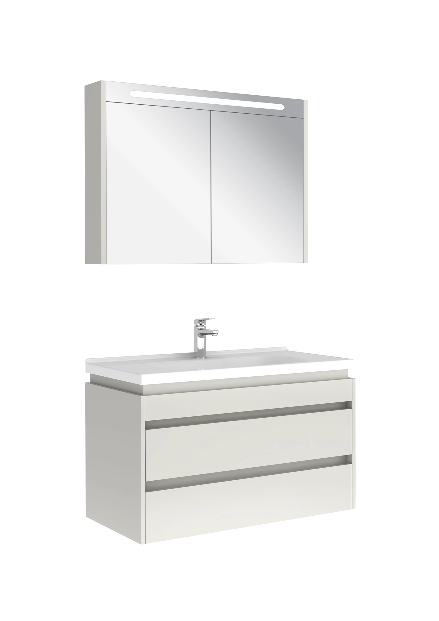 Idea 2.0 Çift Çekmeceli Set Parlak Beyaz 100 Cm