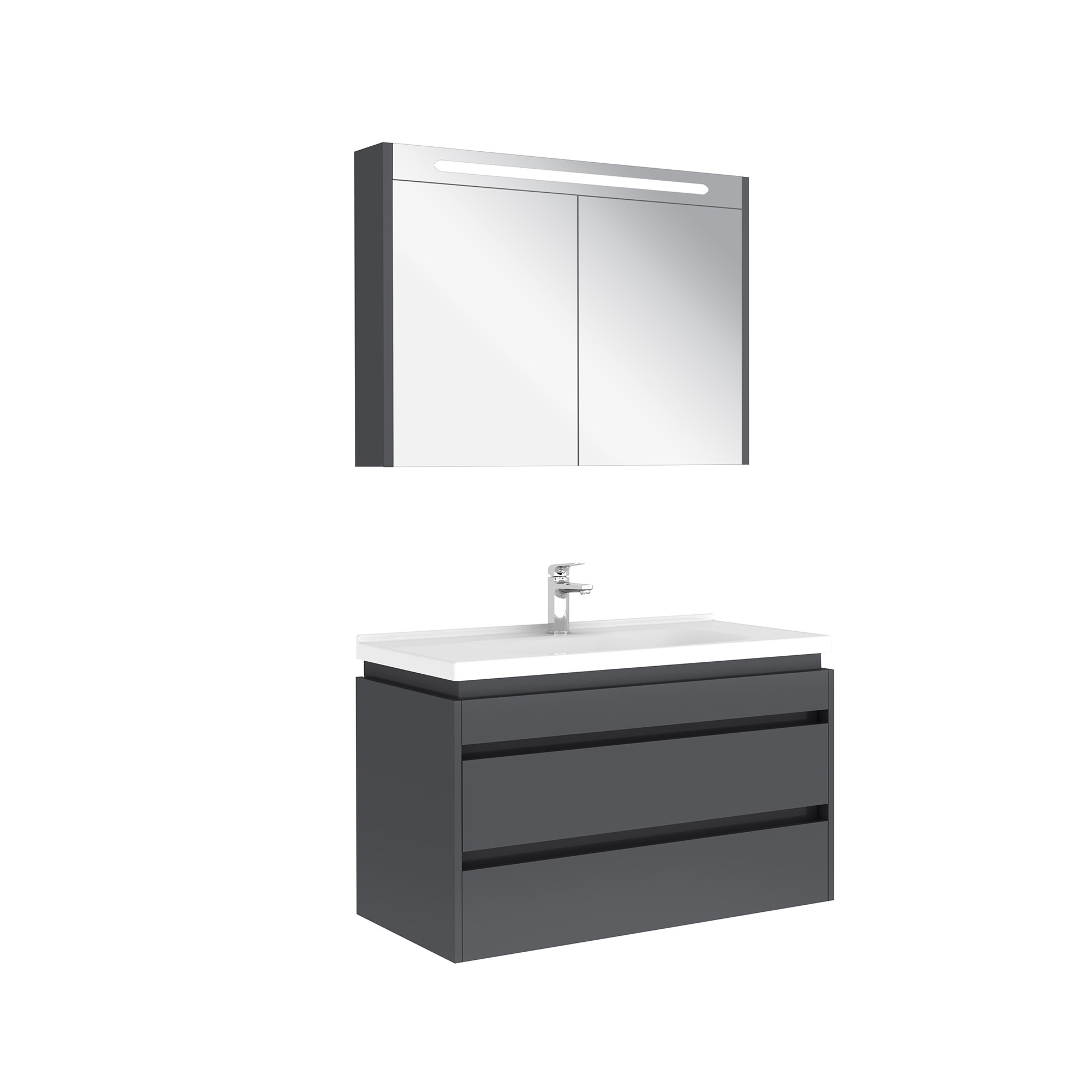 Idea 2.0 Two Drawers Set Glossy Anthracite 100 Cm
