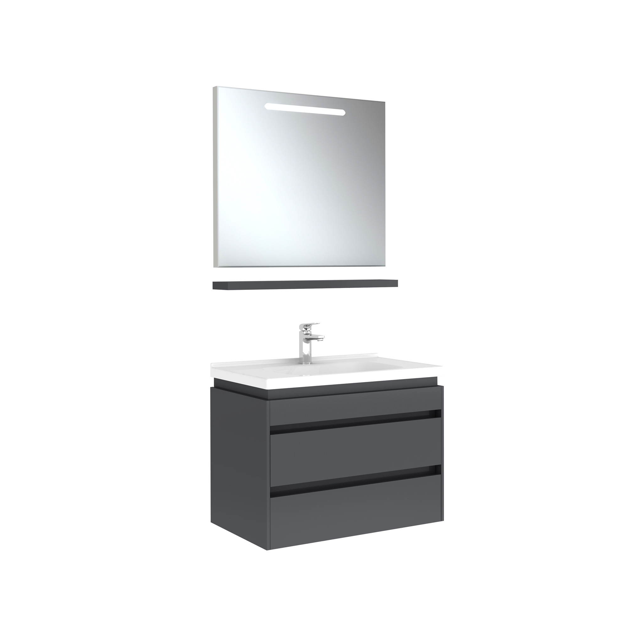 Idea 2.0 Çift Çekmeceli Set Parlak Beyaz 80 Cm