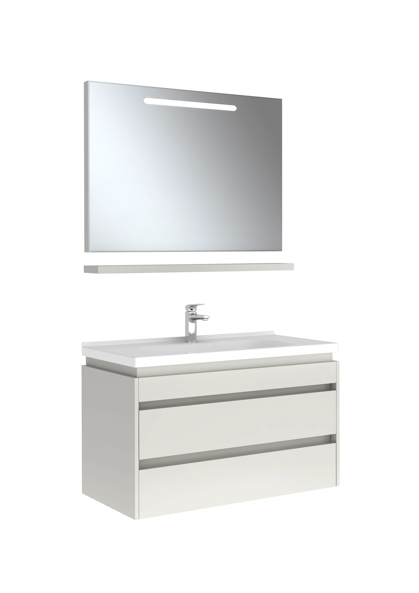 Idea 2.0 Çift Çekmeceli Set Parlak Beyaz 100 Cm