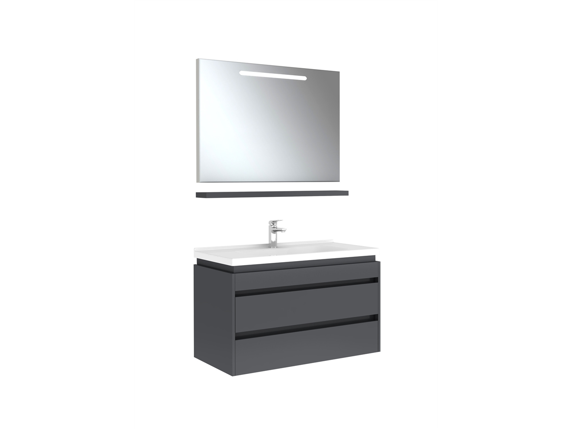Idea 2.0 Çift Çekmeceli Set Parlak Antrasit 100 Cm