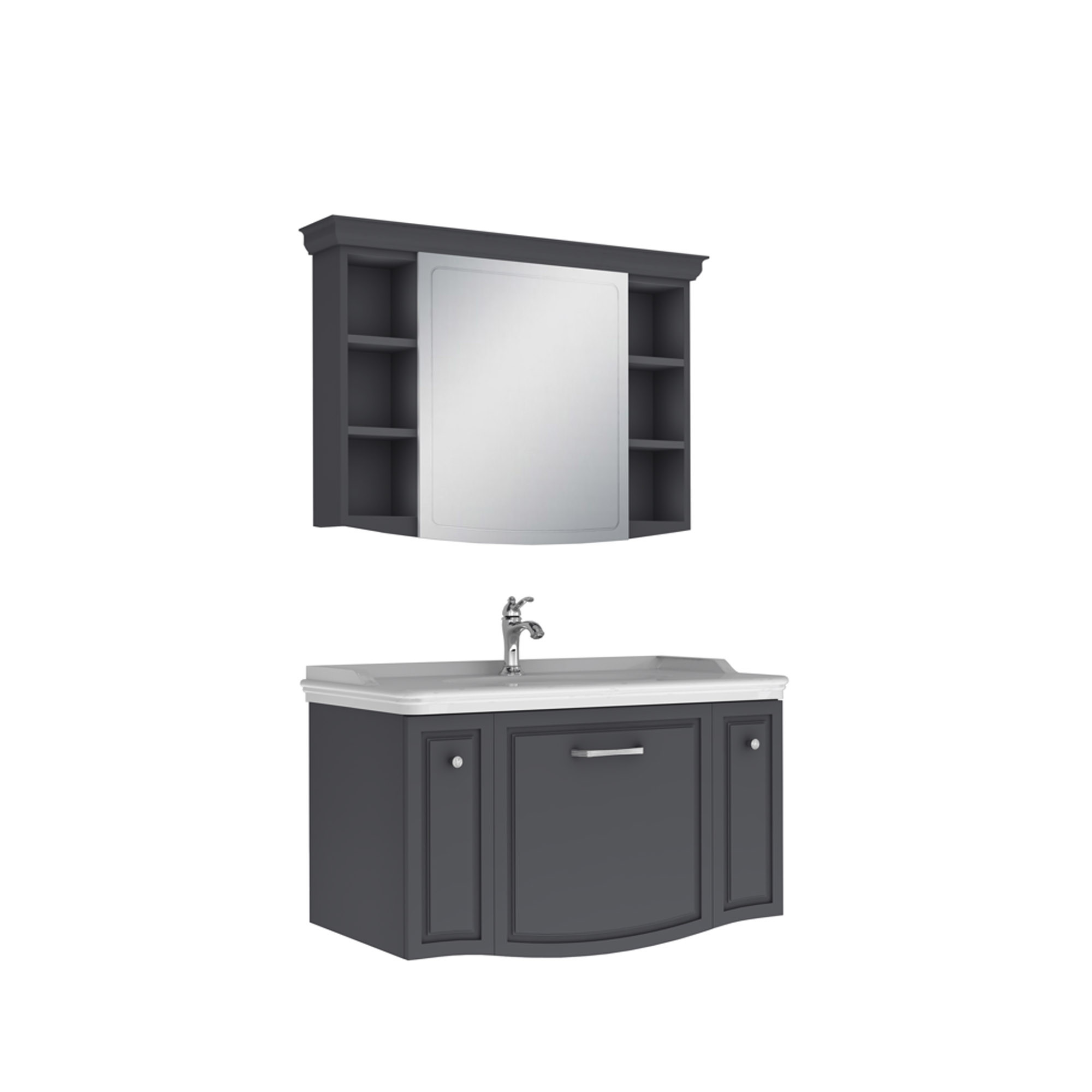 Arte+ Bathroom Cabinet Set Matte Anthracite Chrome Handle 100cm