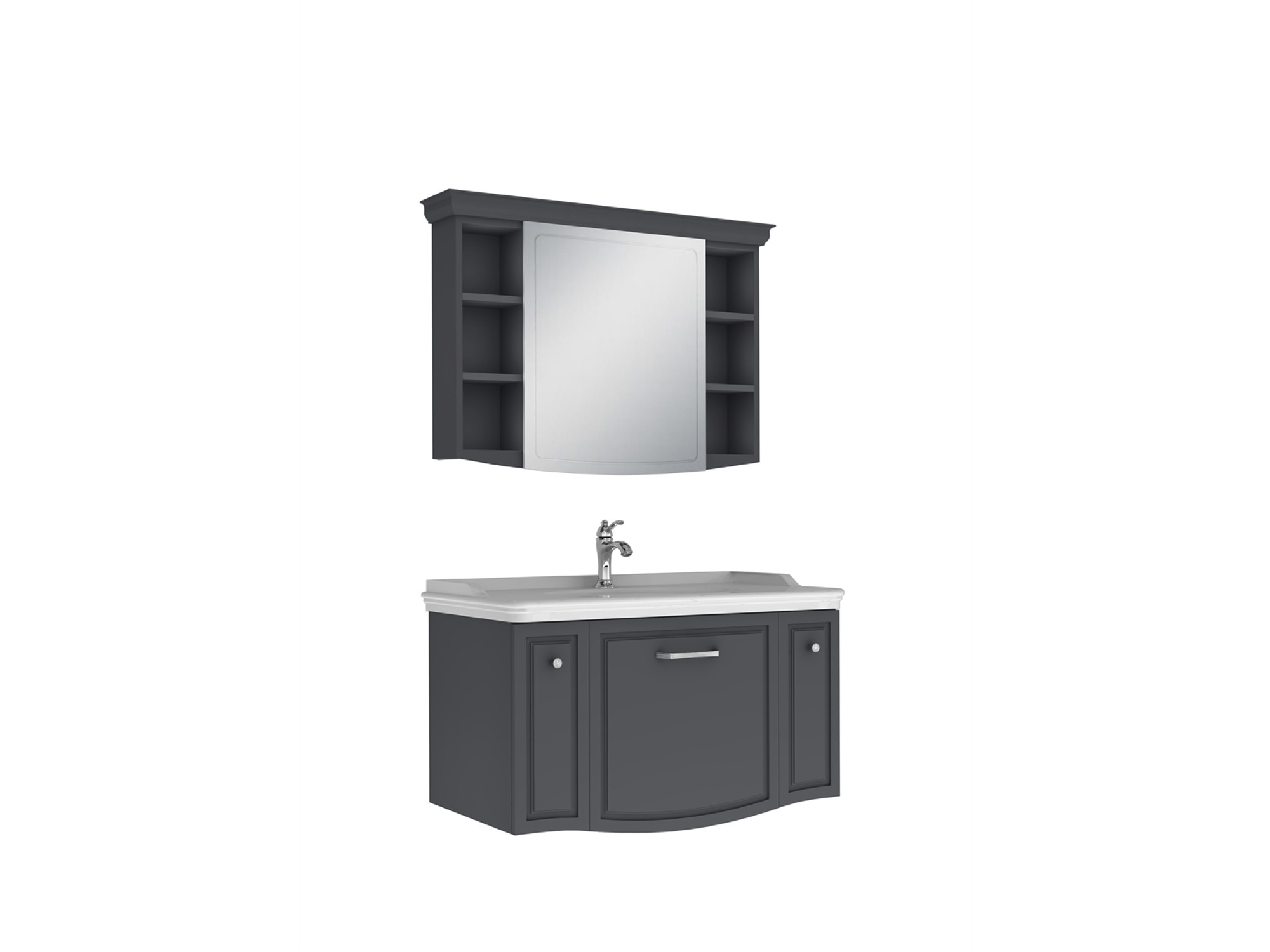 Arte+ Bathroom Cabinet Set Matte Anthracite Chrome Handle 100cm