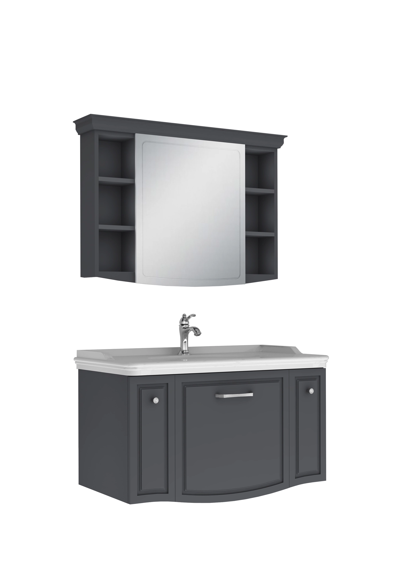 Arte+ Bathroom Cabinet Set Matte Anthracite Chrome Handle 100cm