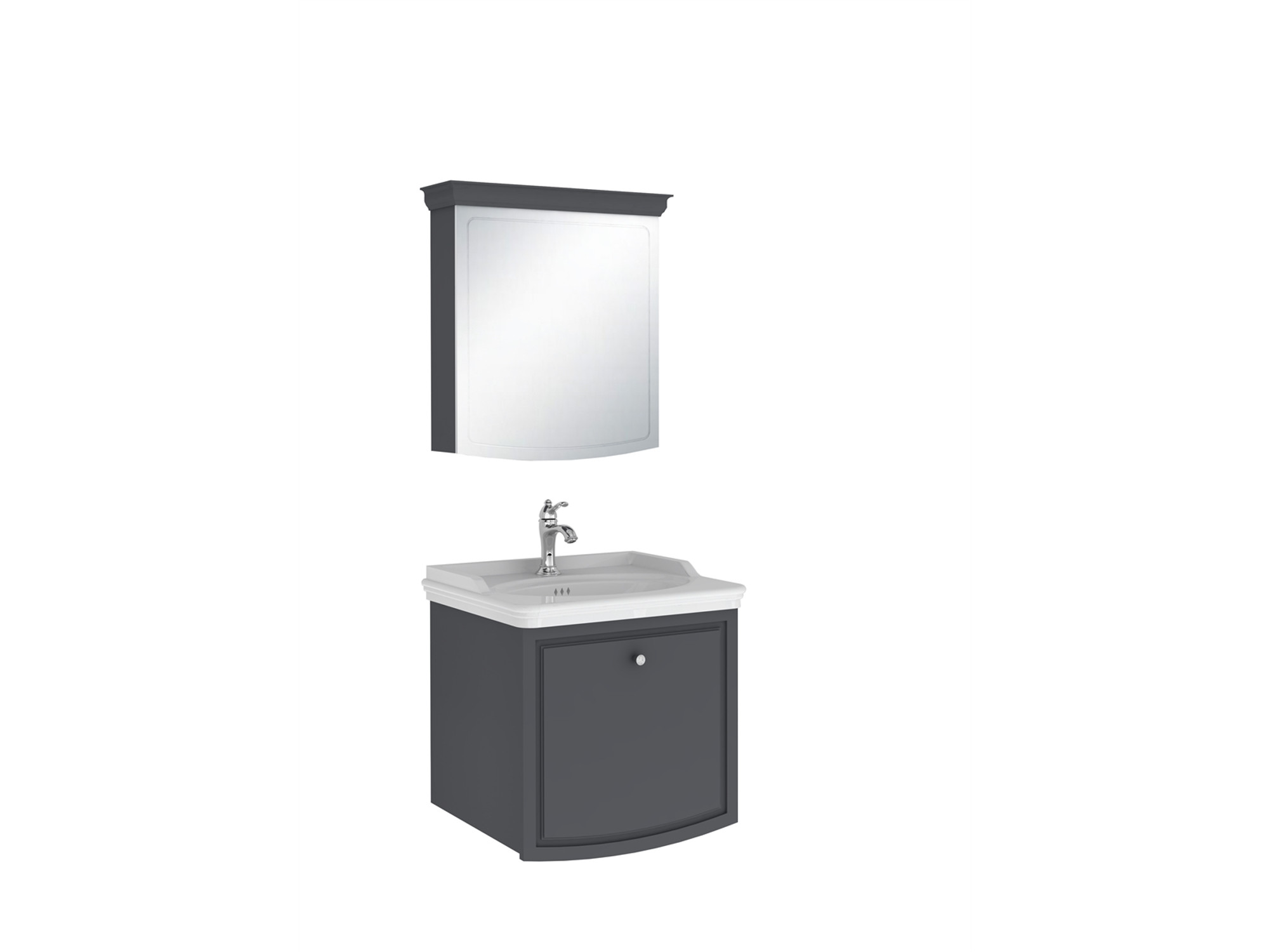Arte+ Bathroom Cabinet Set Matte Anthracite Chrome Handle 65cm