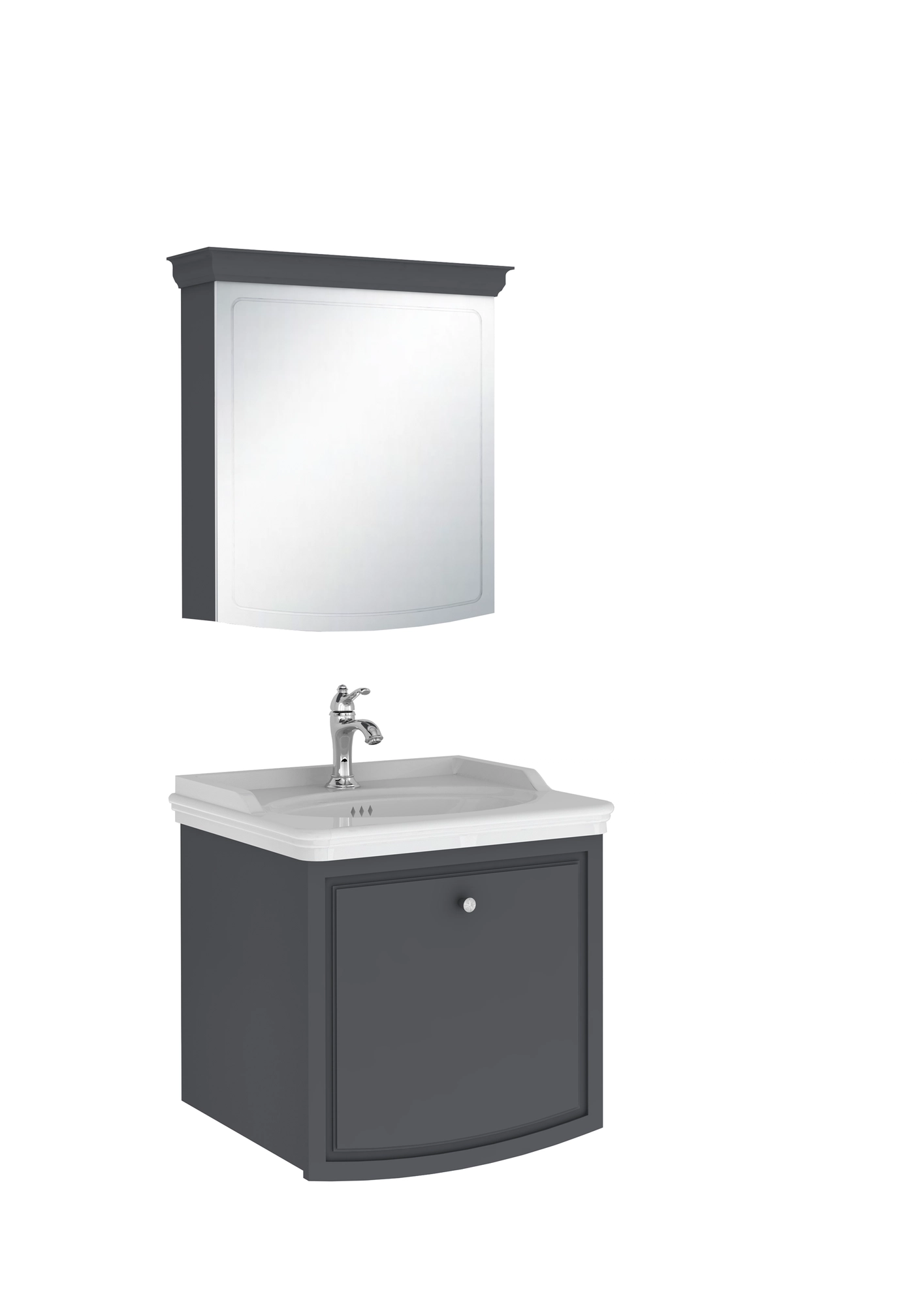 Arte+ Bathroom Cabinet Set Matte Anthracite Chrome Handle 65cm