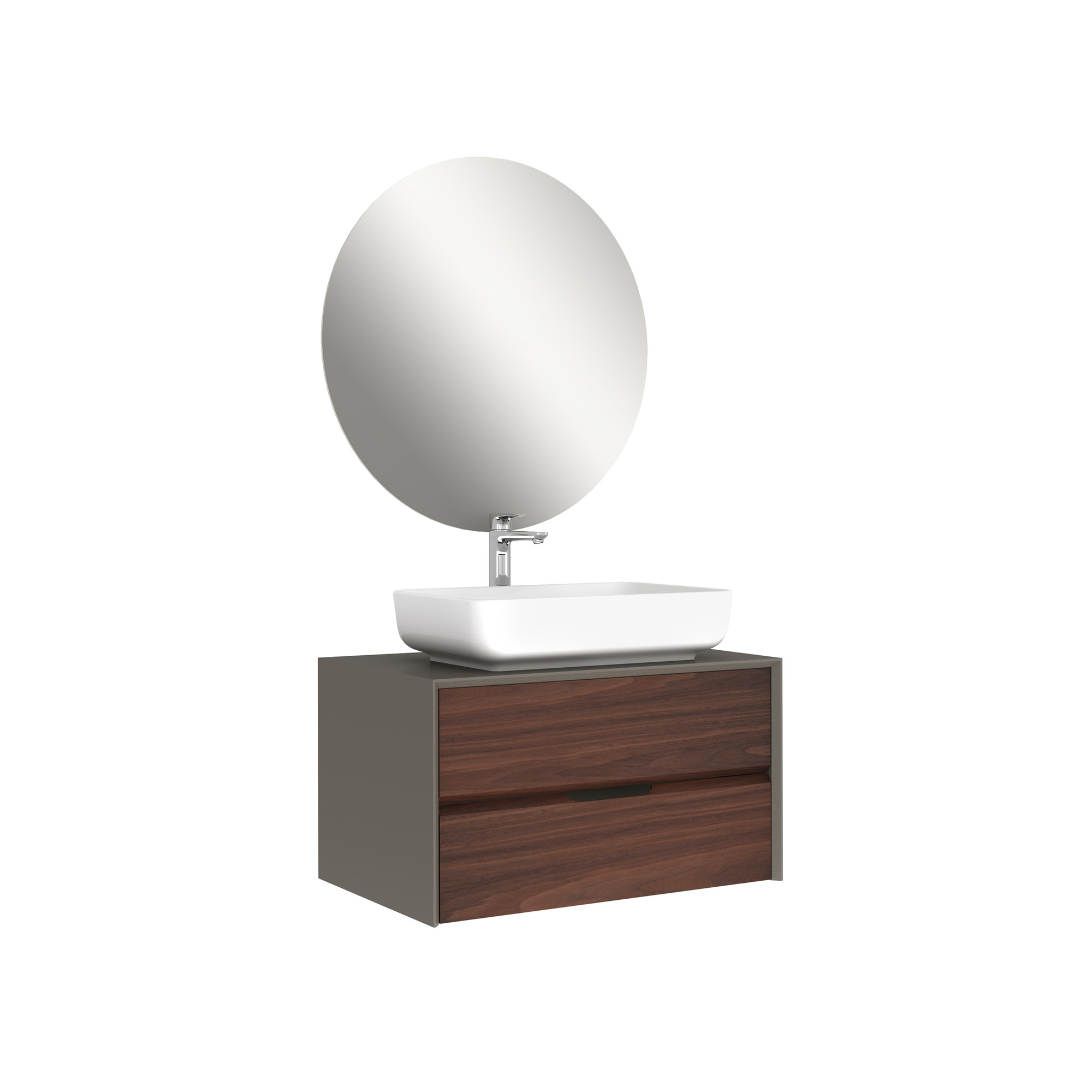 Zero 2.0 Washbasin Cabinet Set White/Oak Oval Glossy White Countertop Washbasin 100 Cm