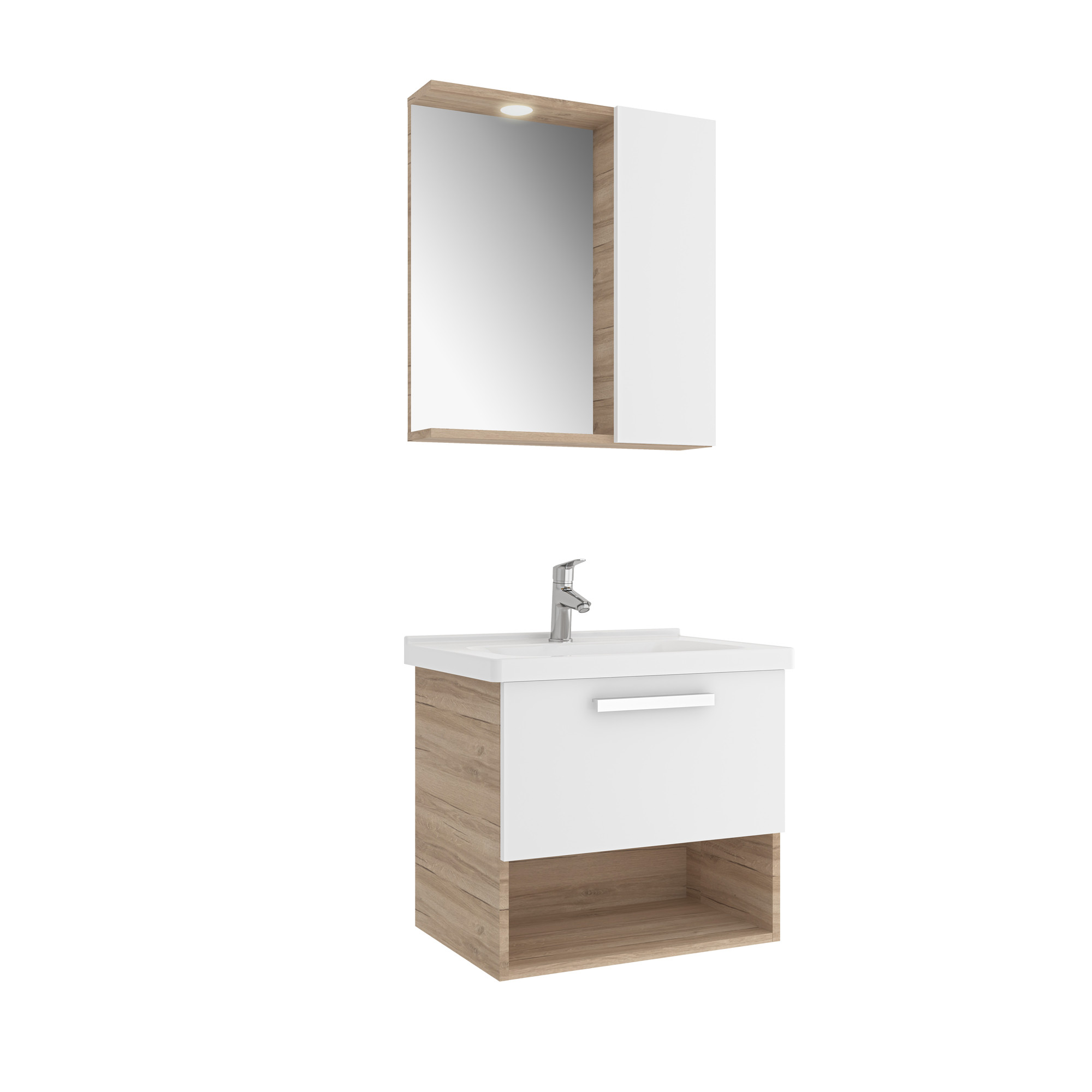 Trevi Set Beyaz/Meşe 65 Cm