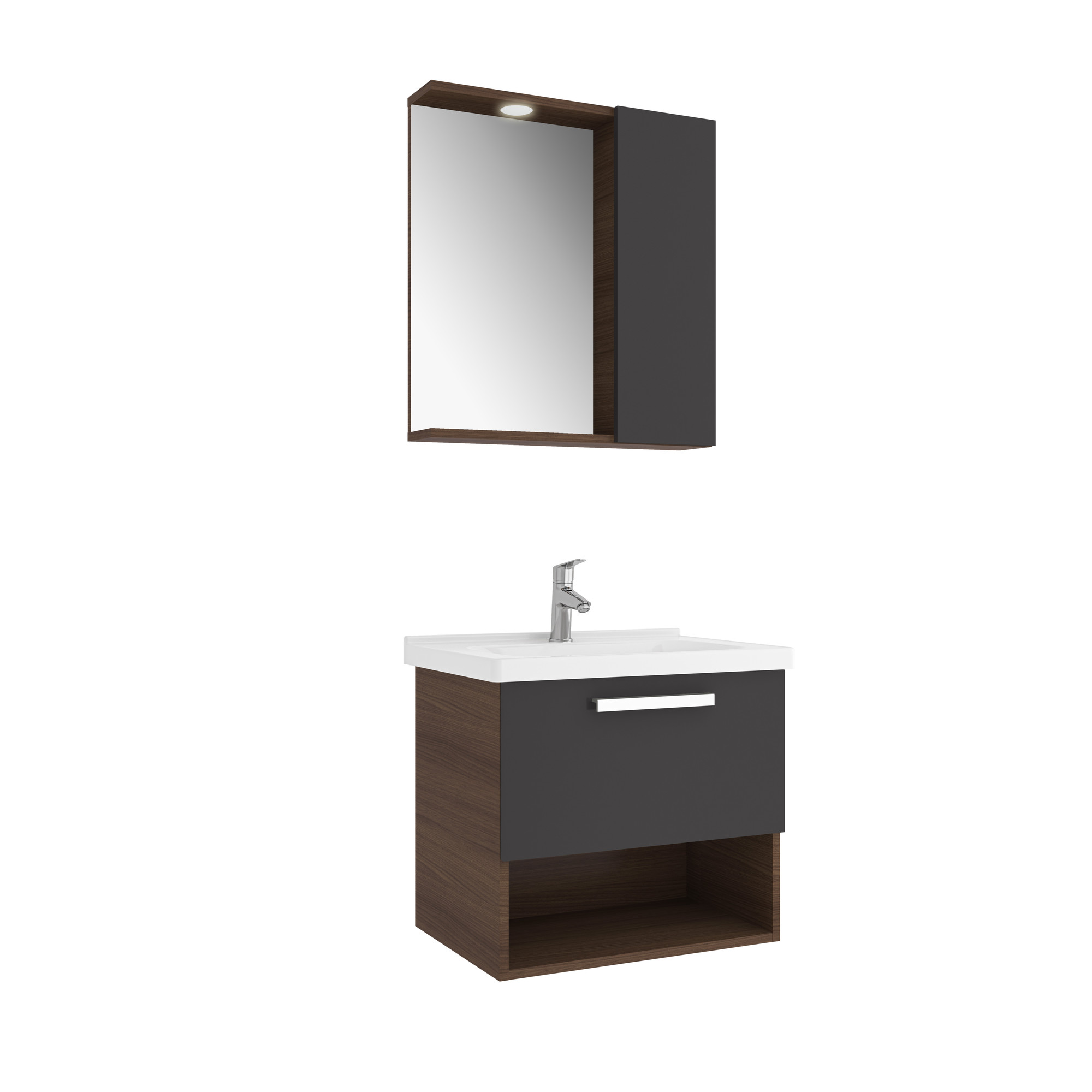 Trevi Set Anthracite/Walnut 65 Cm
