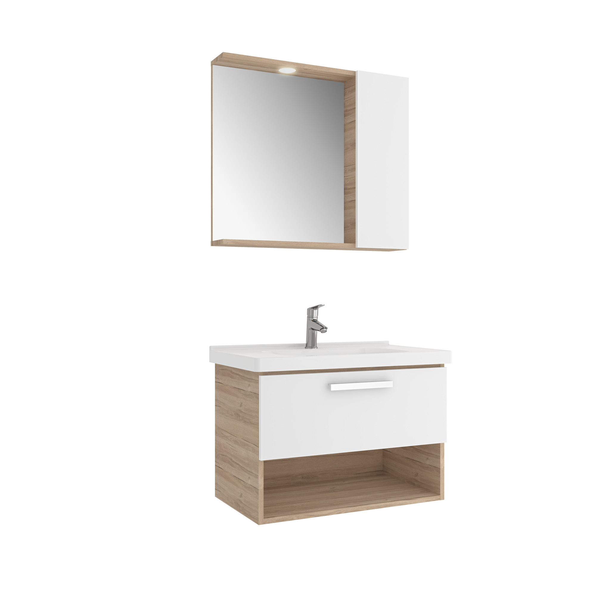 Trevi Set Beyaz/Meşe 80 Cm