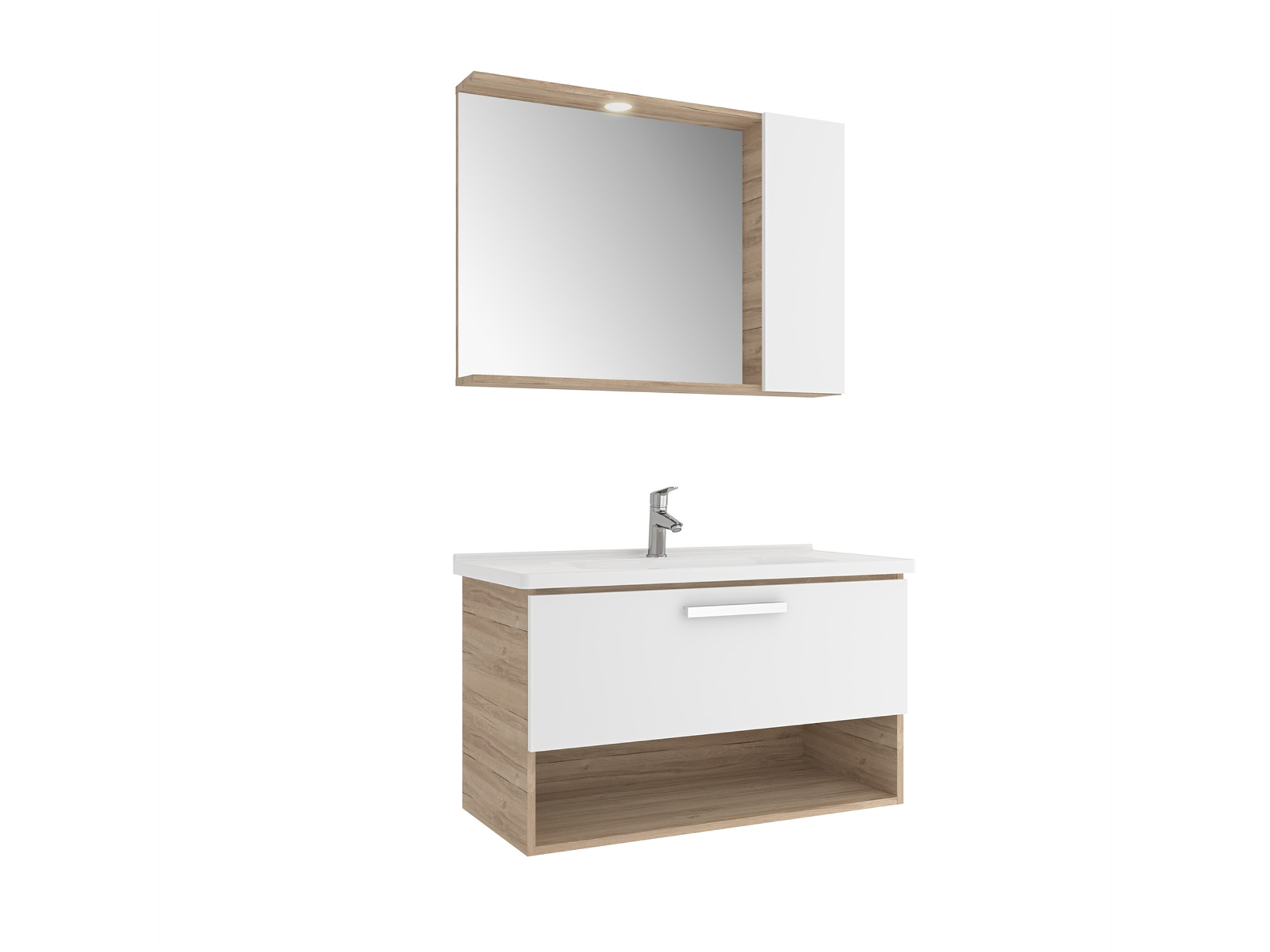 Trevi Set Beyaz/Meşe 100 Cm