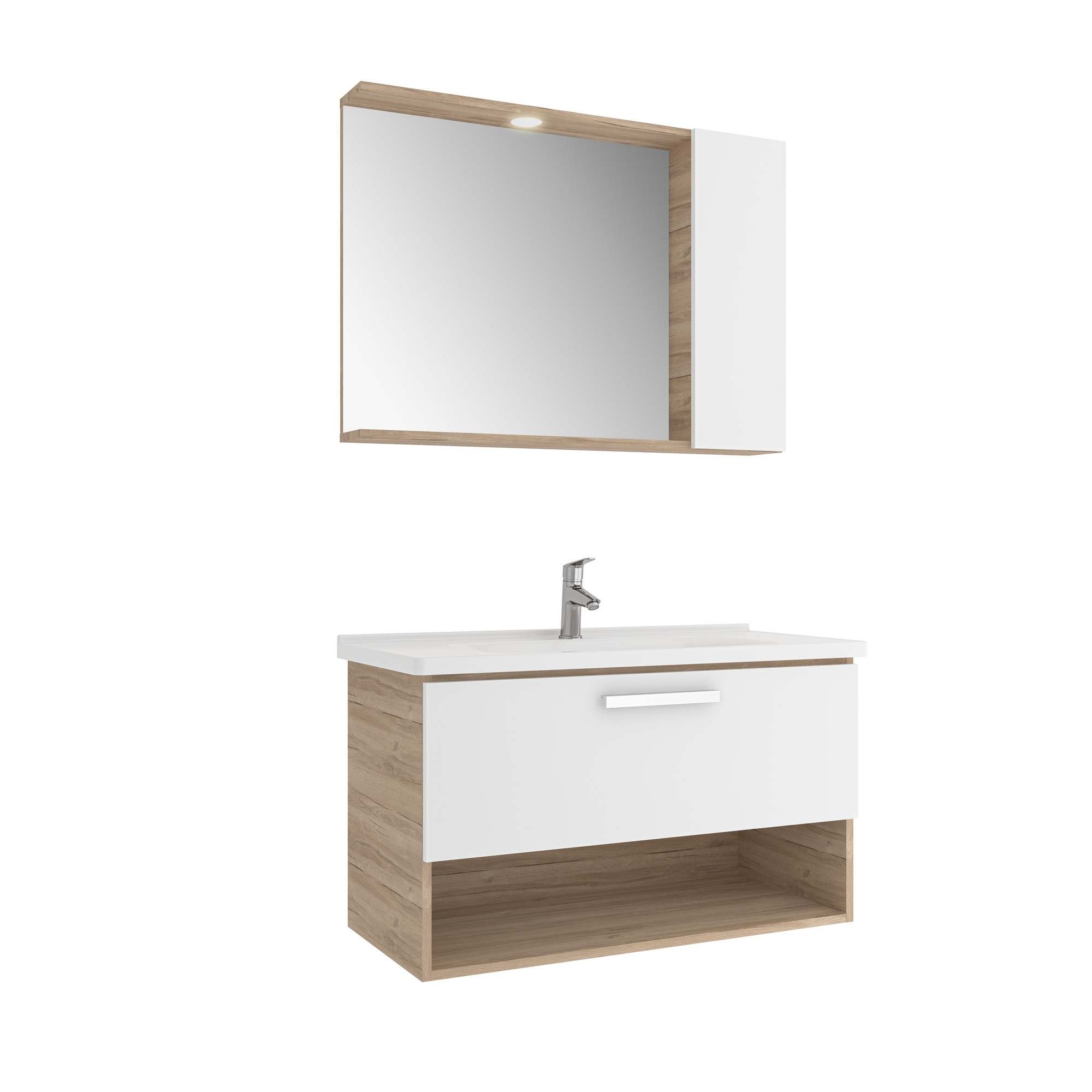 Trevi Set Beyaz/Meşe 100 Cm