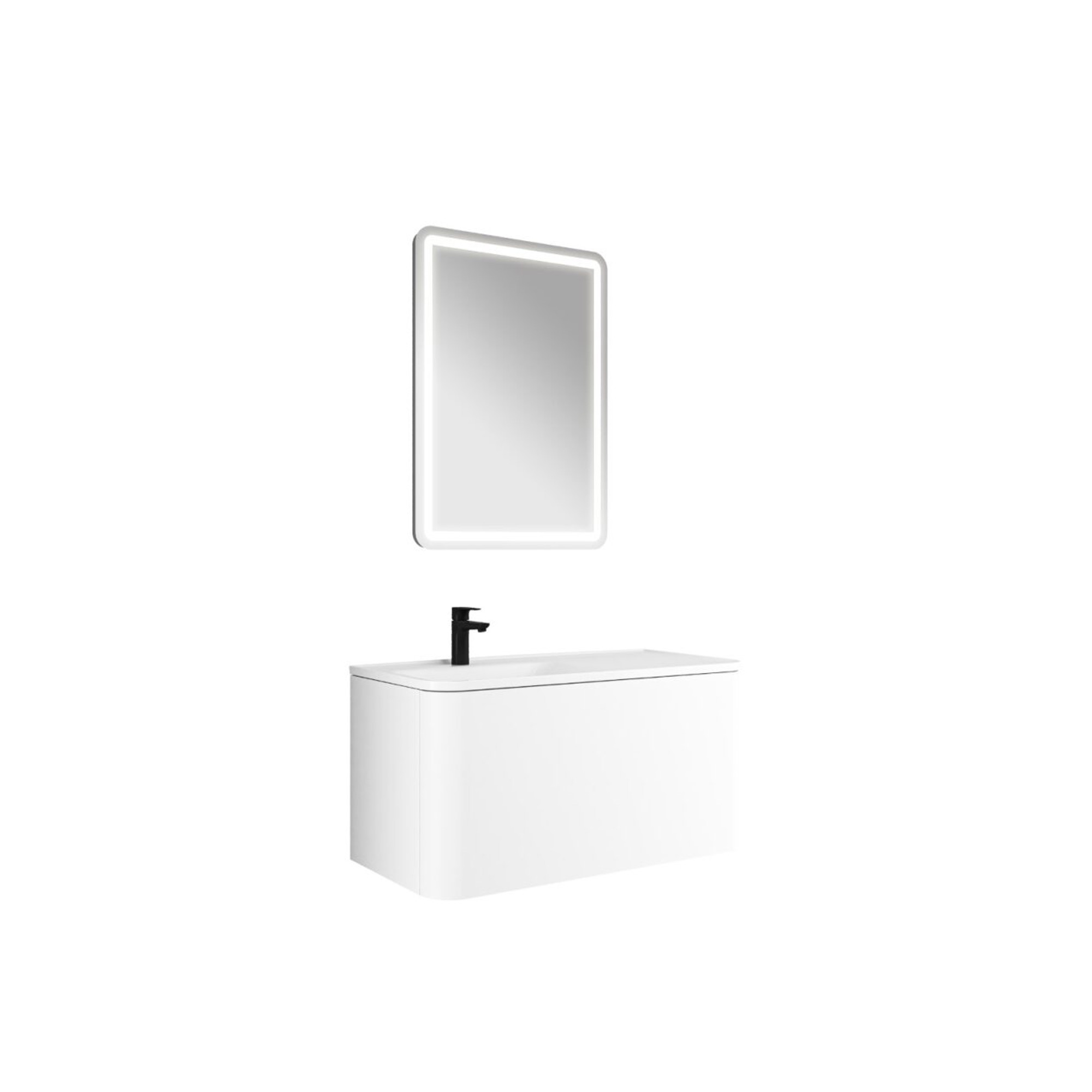 Fold Pro Set Matte White Right Shelf Washbasin 100 Cm