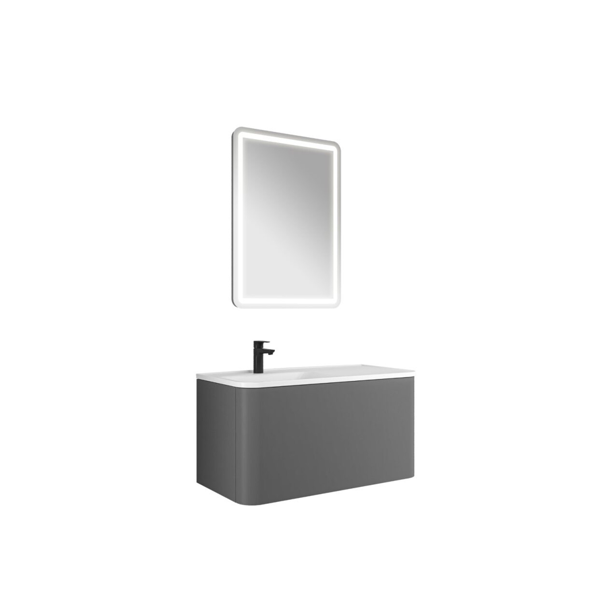 Fold Pro Set Matte Grey Right Shelf Washbasin 100 Cm