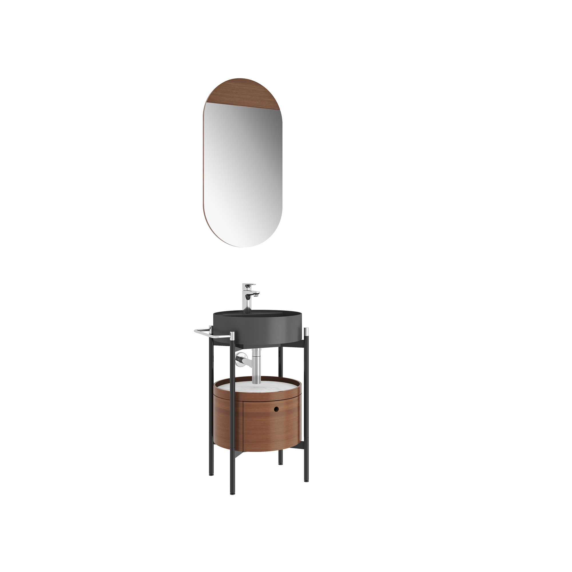 Icon 2.0 Set Antrasit Yuvarlak Lavabolu